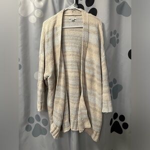 American Eagle Outfitters Chenille Open Front Knit Cardigan, Blue&Tan, Size L/XL